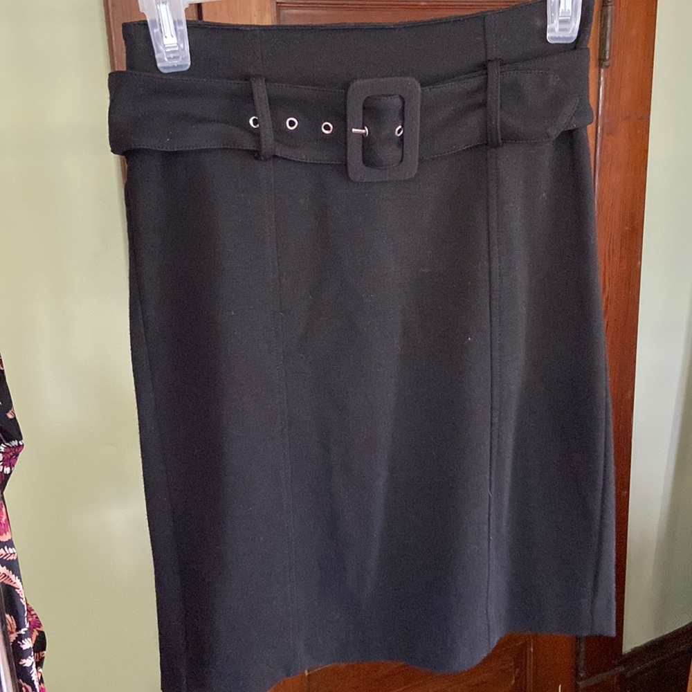 Black Belted Pencil Skirt